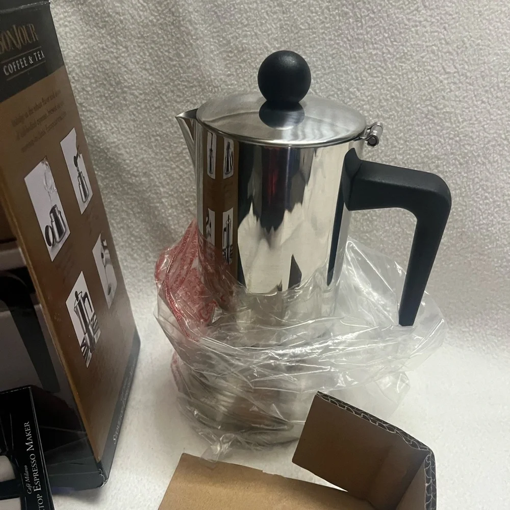 Benjour Stainless Steel Espresso Maker - Black Handle